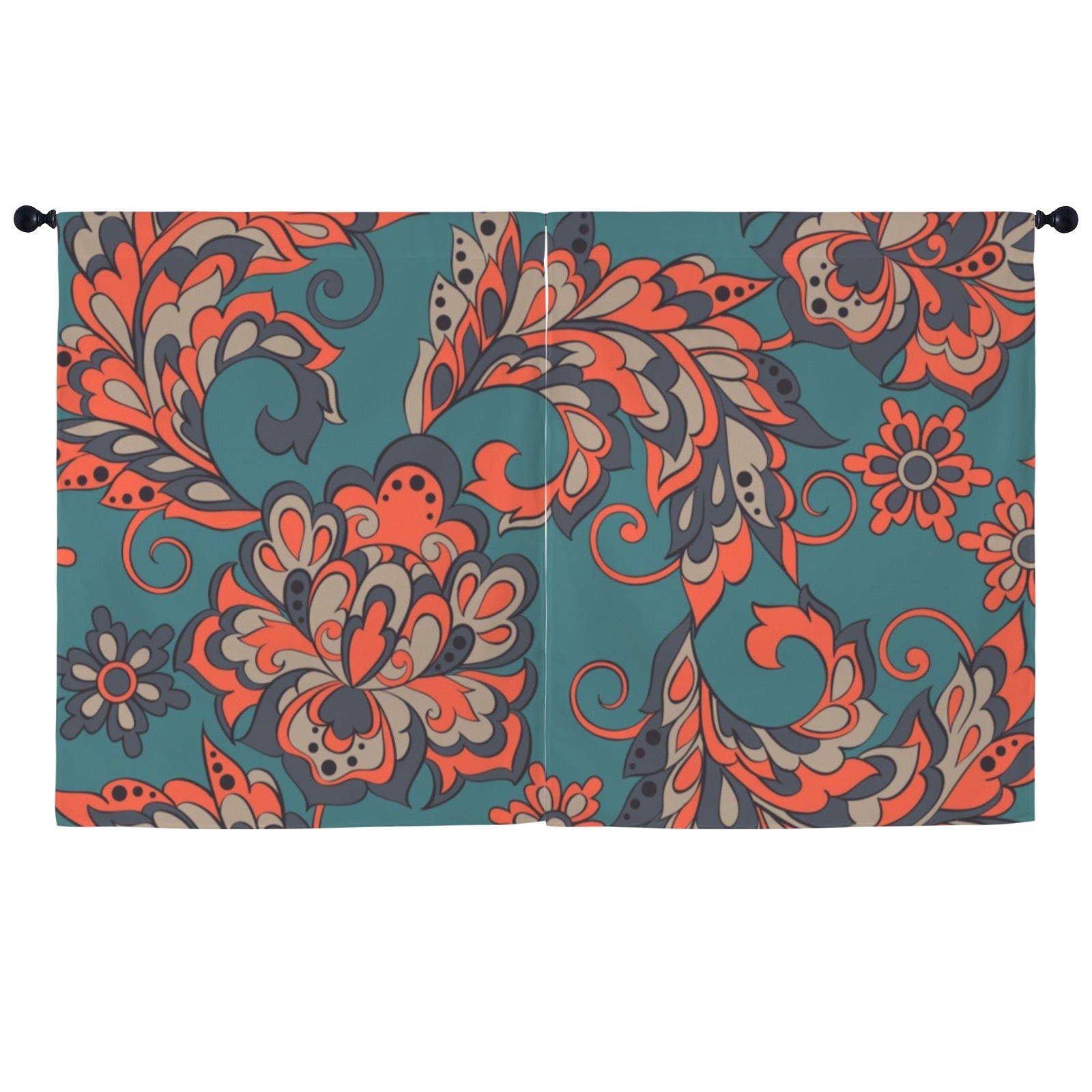 Sunset Paisley WIndow Curtains 52"x63"