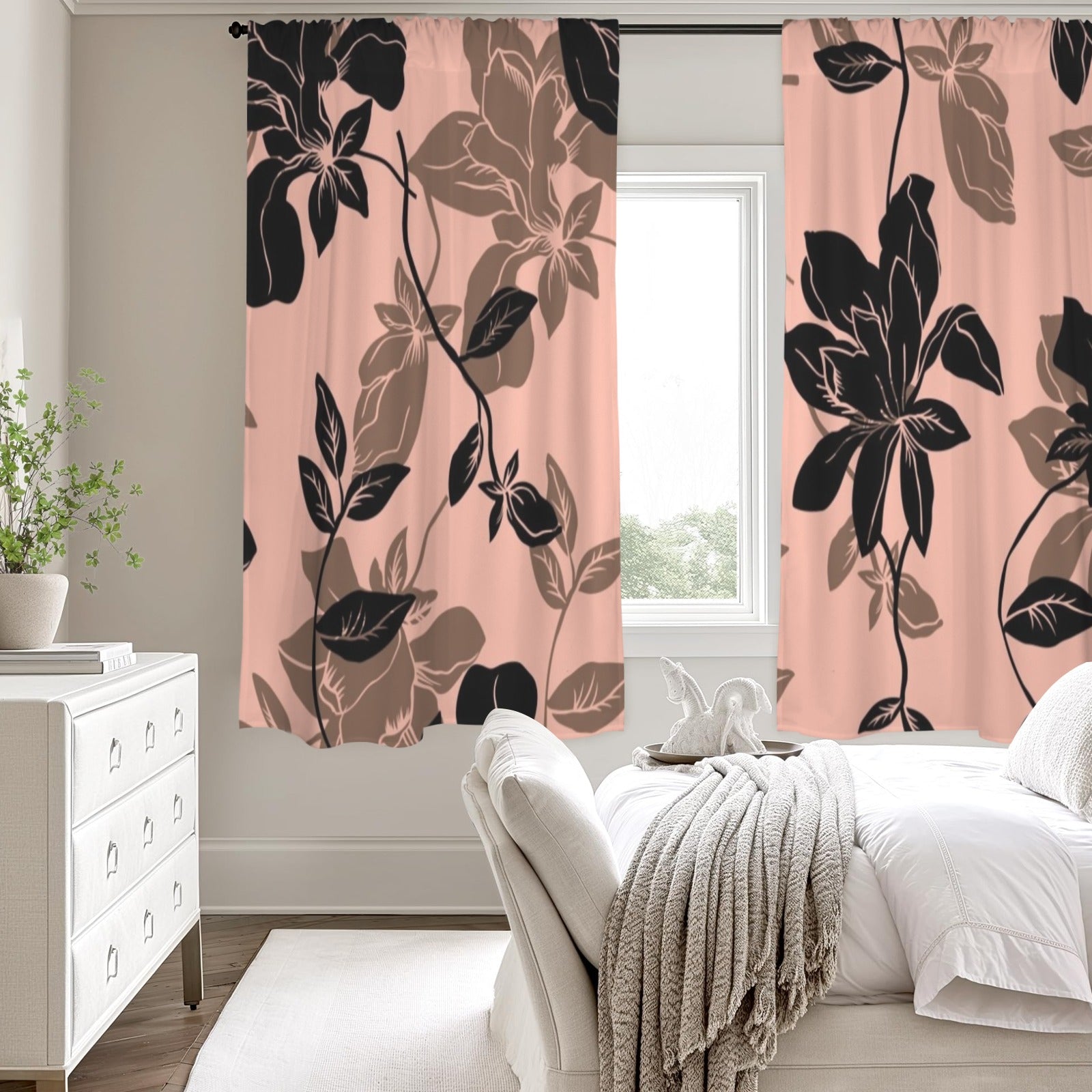 Blushing Black Window Curtains 52"x63"