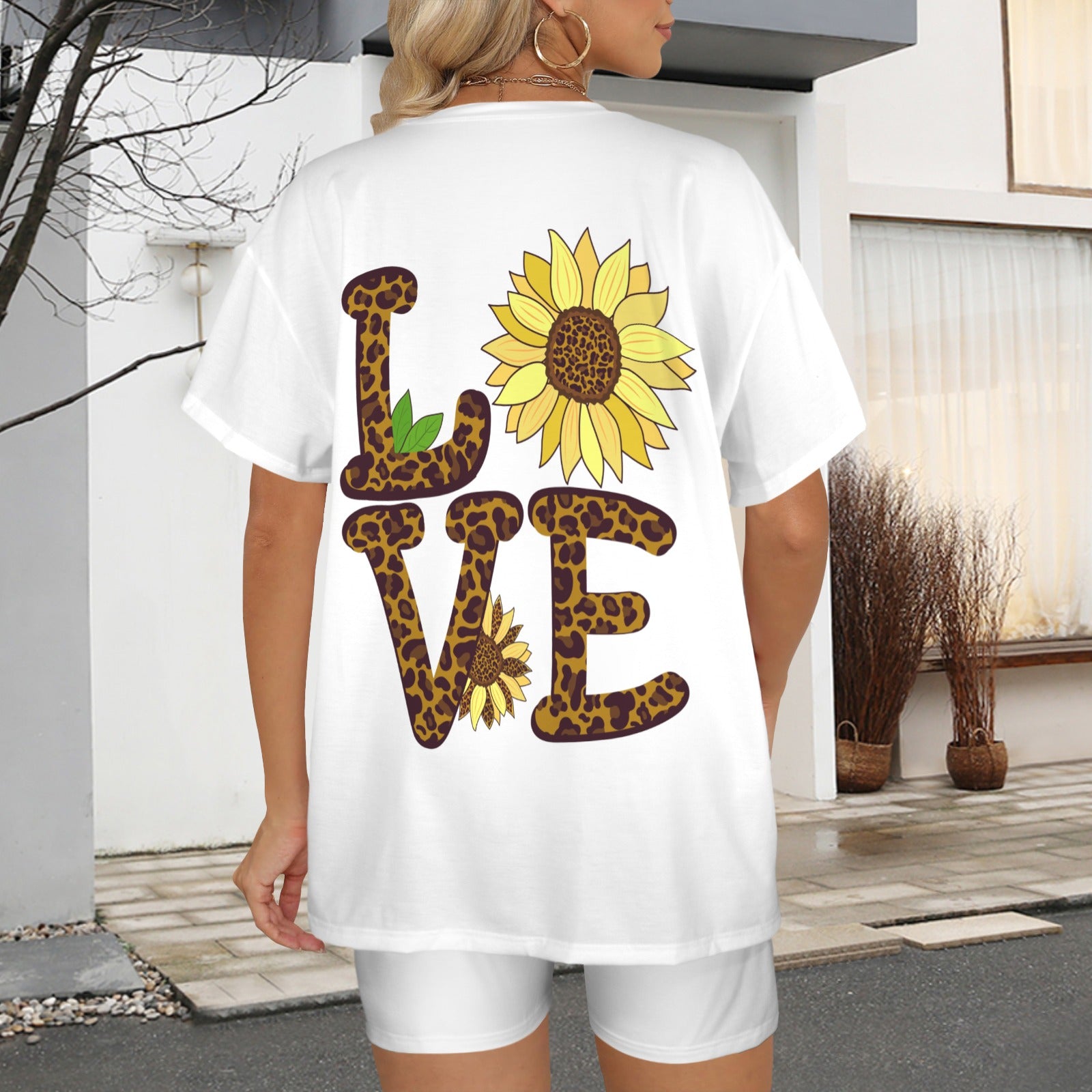 Sunflower Love Oversized Shirt &Bike Short Set