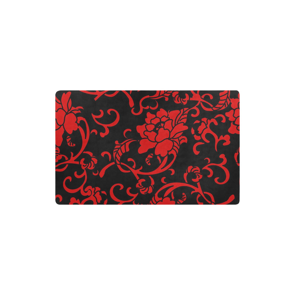 Crimson Floral Kitchen Mat