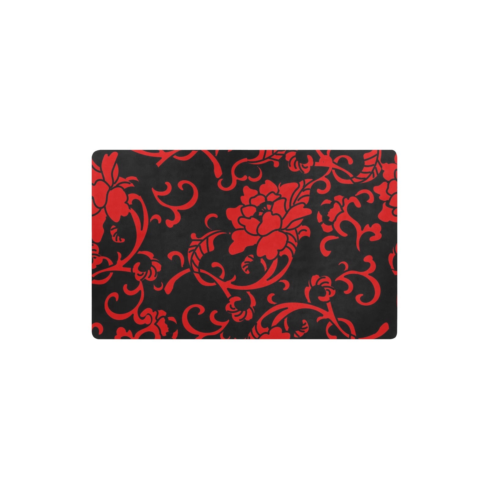 Crimson Floral Kitchen Mat