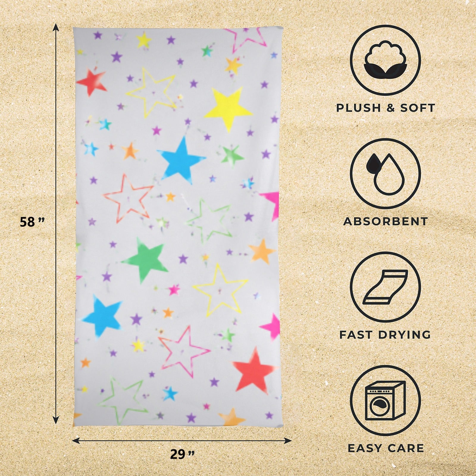 Neon Star Burst Towel 29"x58"