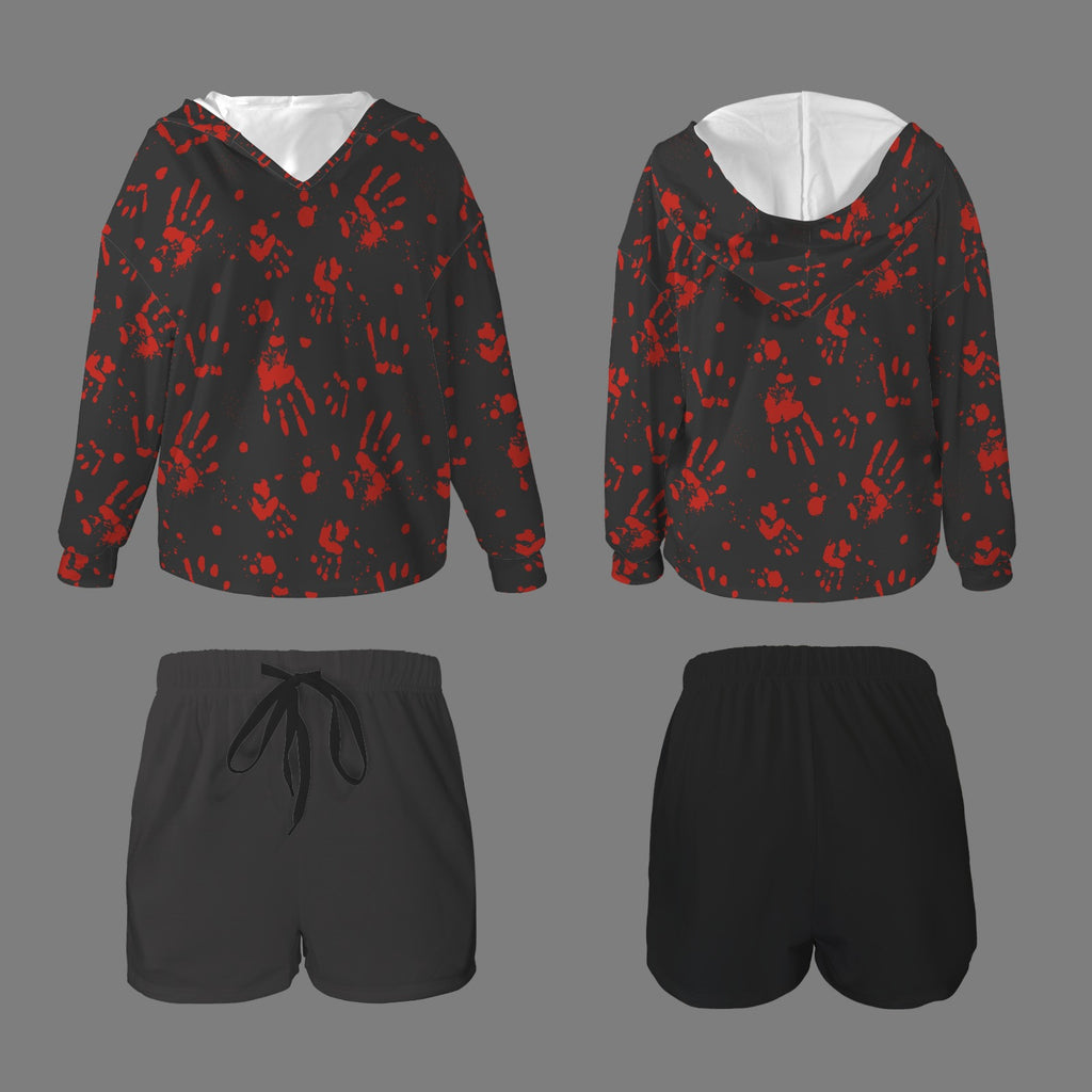 Red Hand Hoodie & Draw String Short Set
