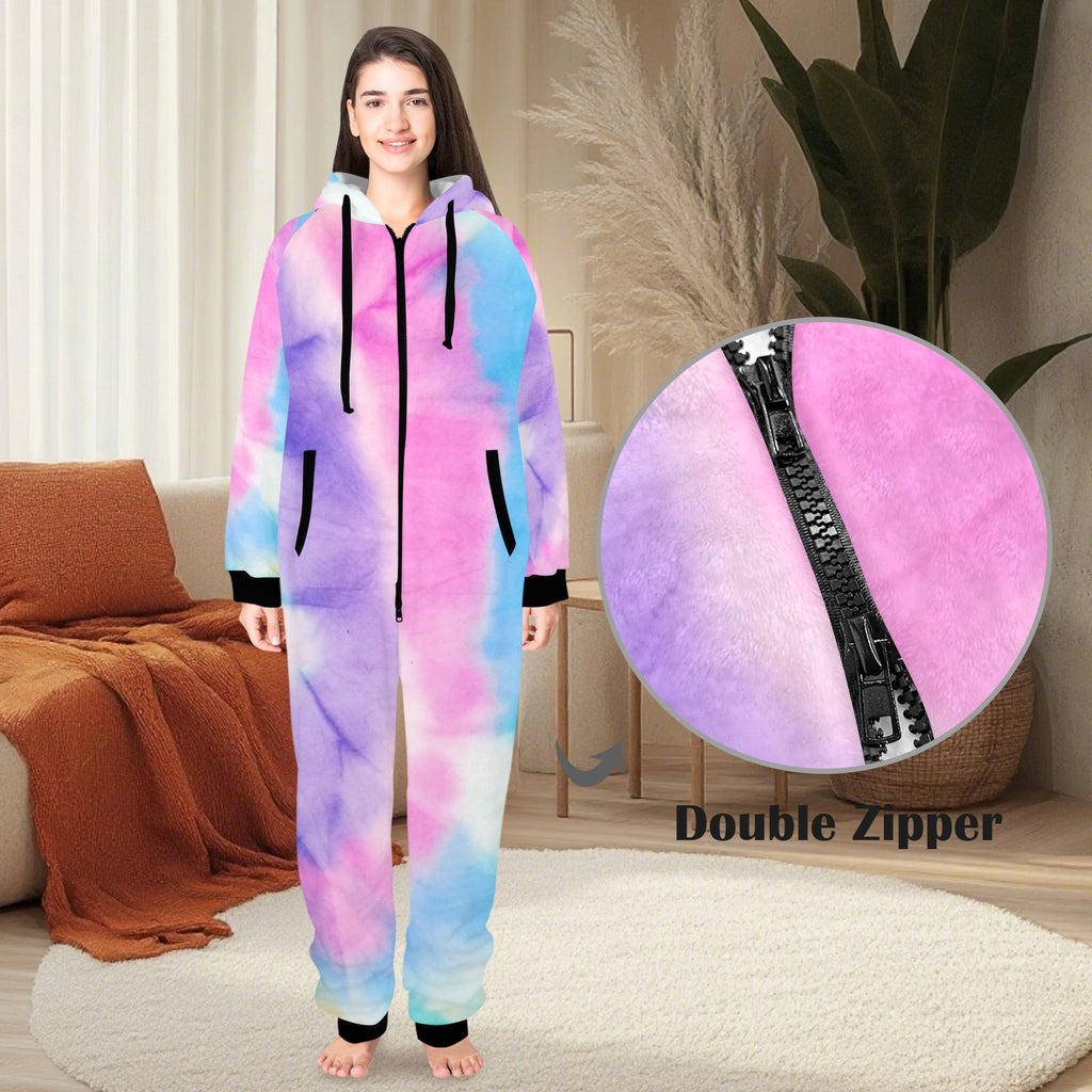 Color Splash Zipped One Piece Pajamas