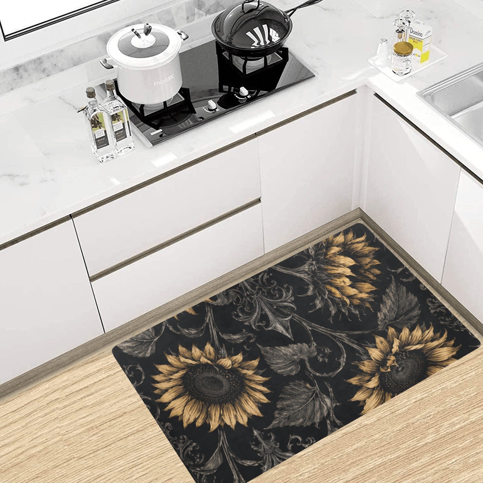 Sunflower Shadows Kitchen Mat
