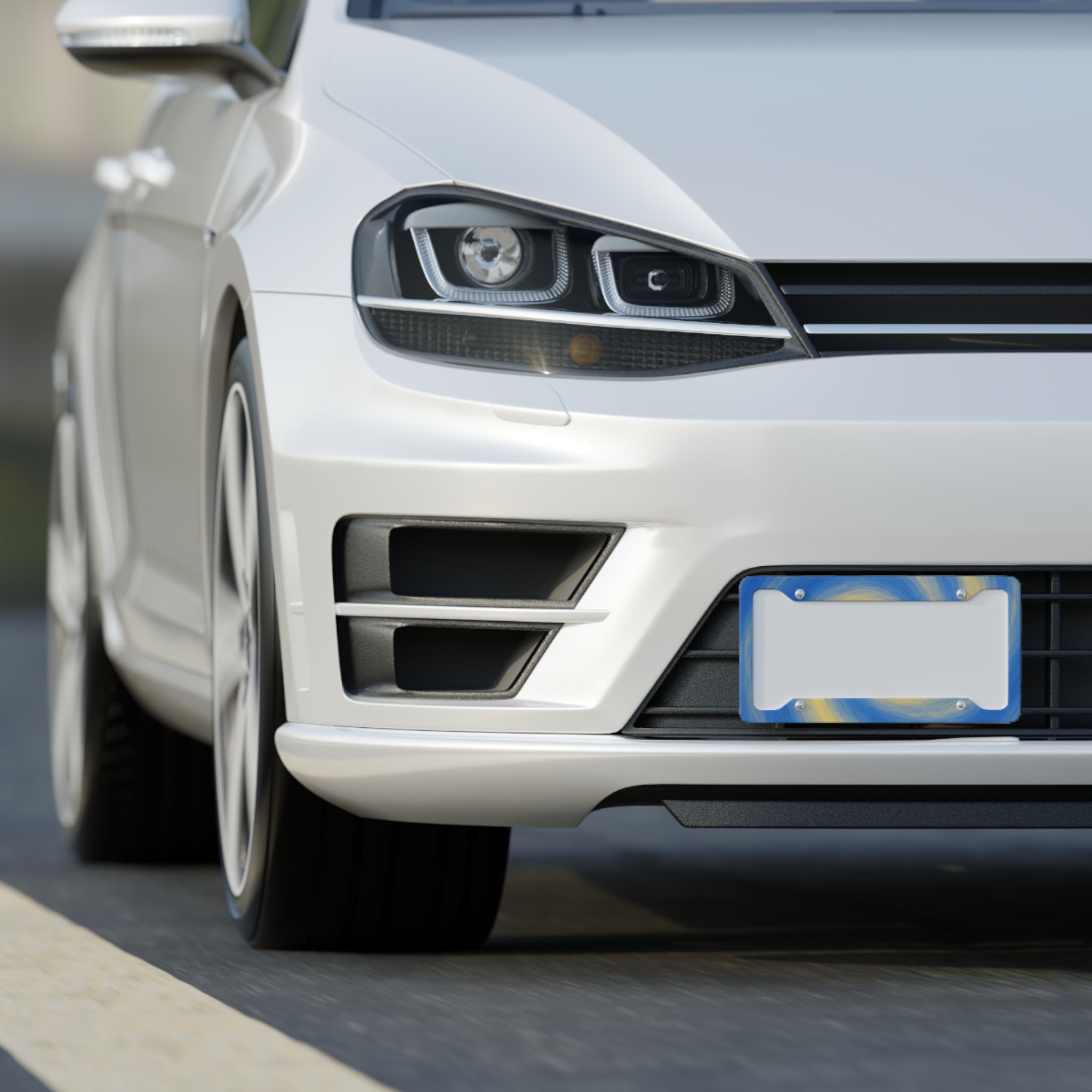 Blue Swirl License Plate Frame — Decorative Car Plate Border