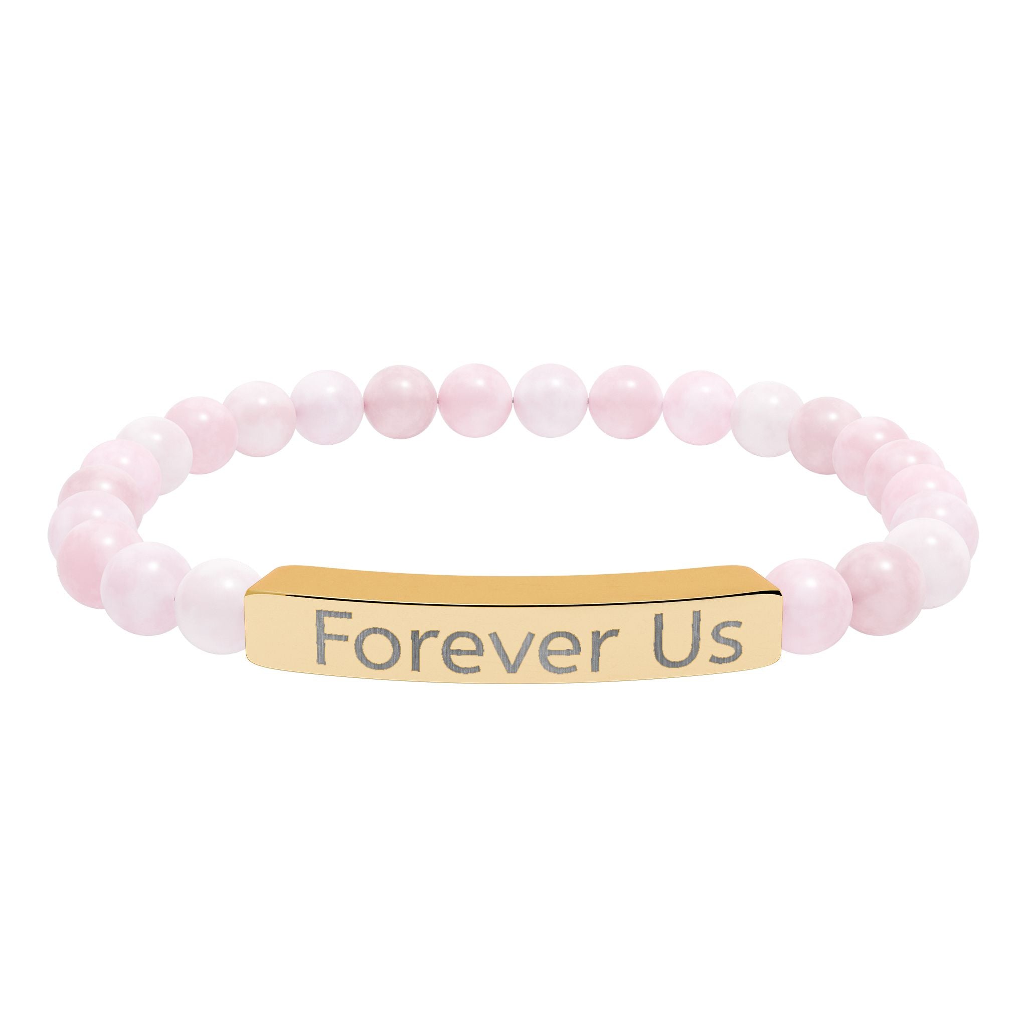 "Forever Us" Engraved Natural Stone Stretch Bracelet