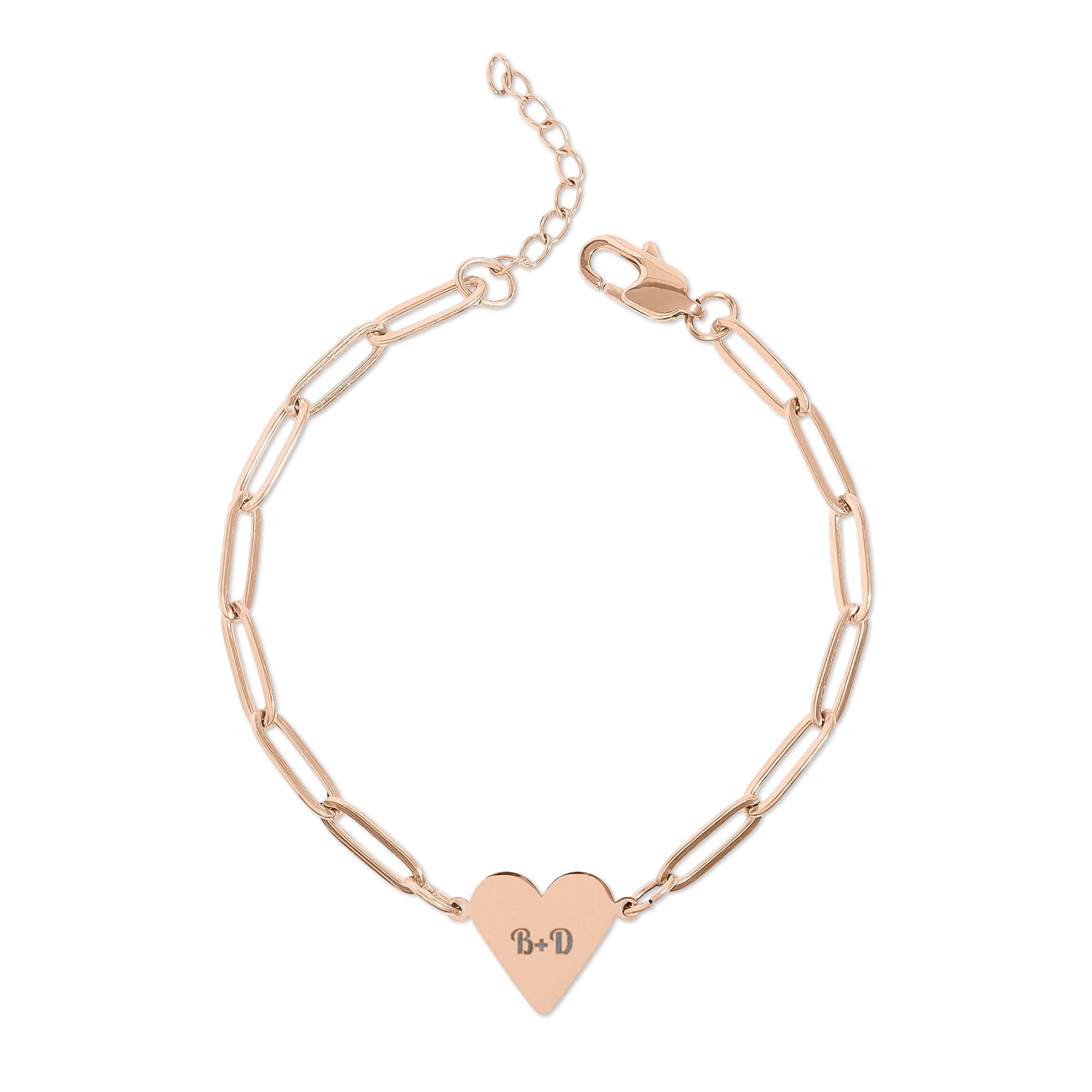 Personalized Engravable Paperclip Heart Bracelet