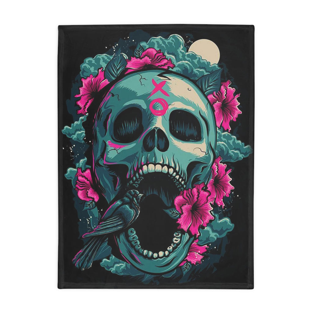 Skull Bloom Plush Fleece Blanket