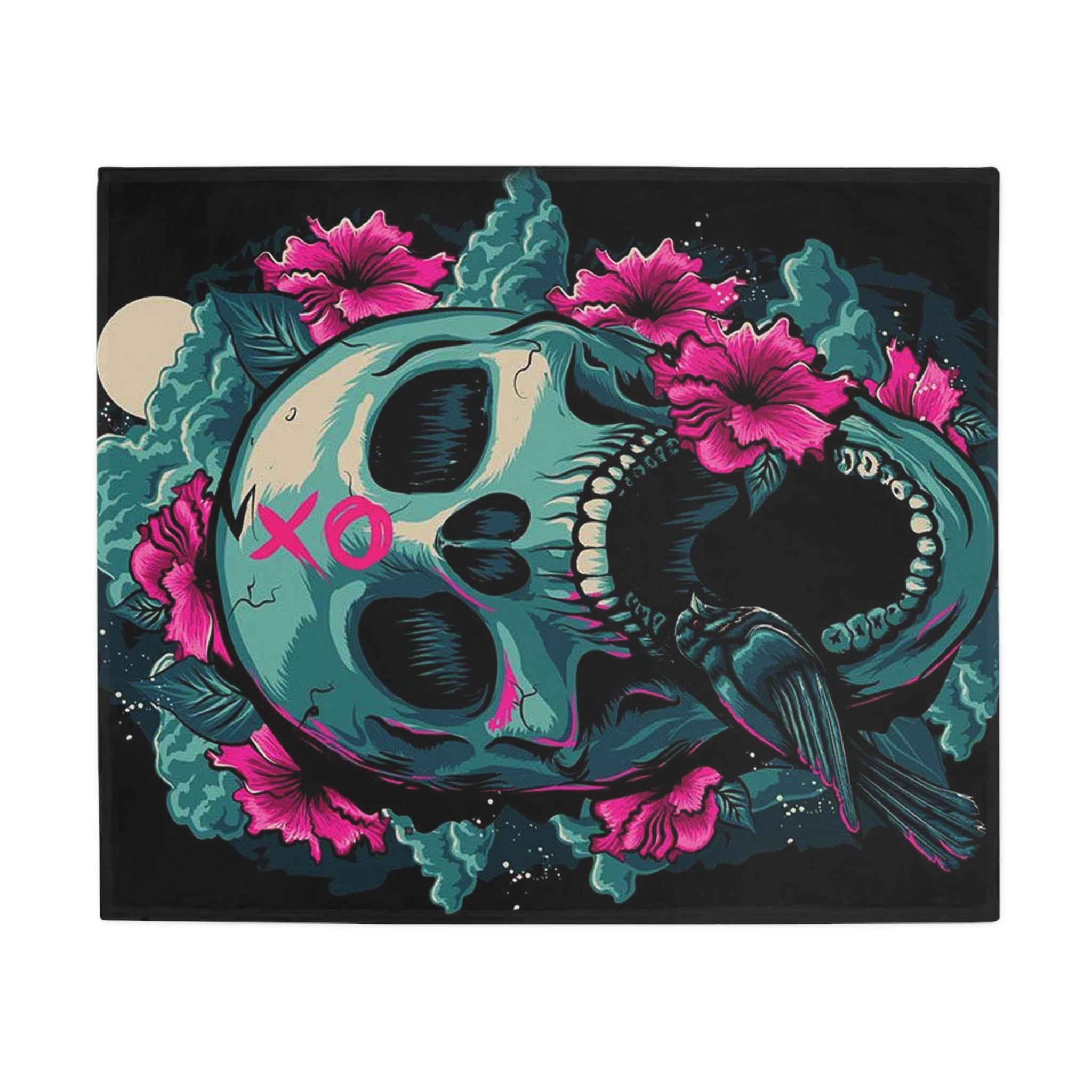 Skull Bloom Plush Fleece Blanket