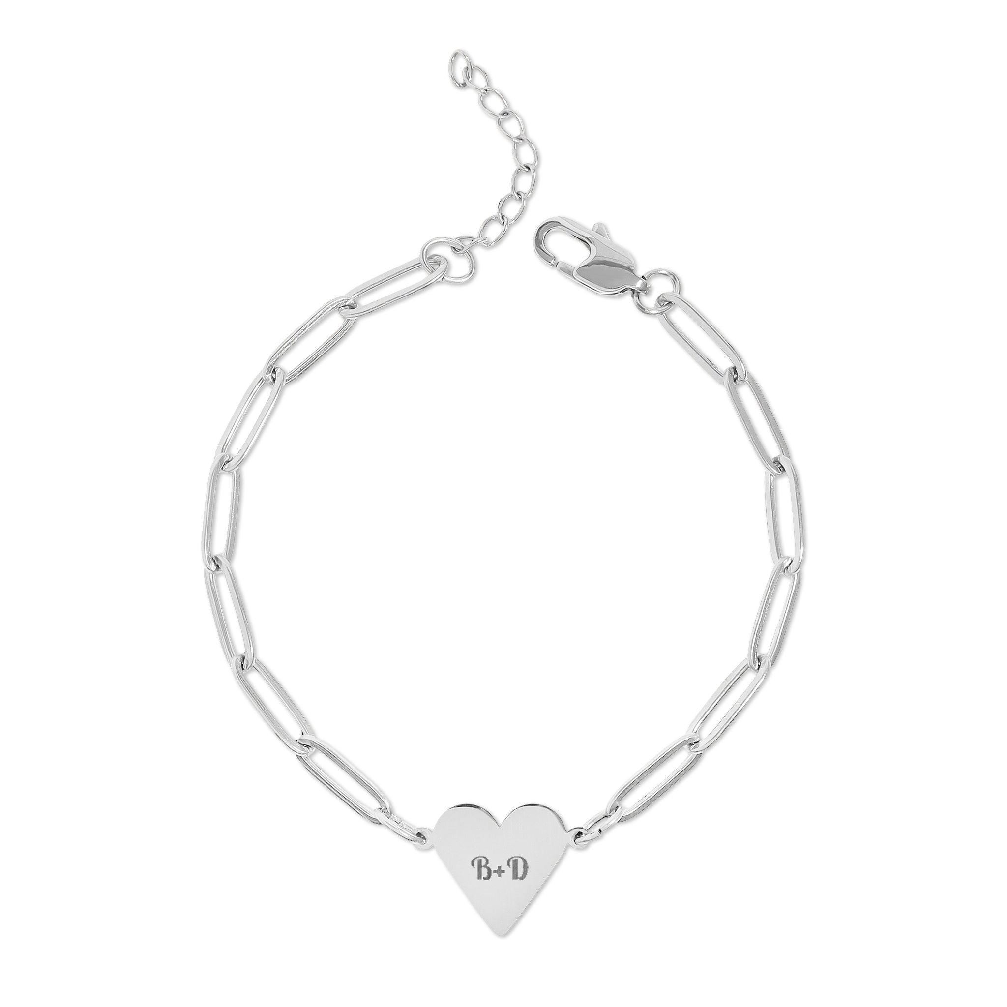 Personalized Engravable Paperclip Heart Bracelet