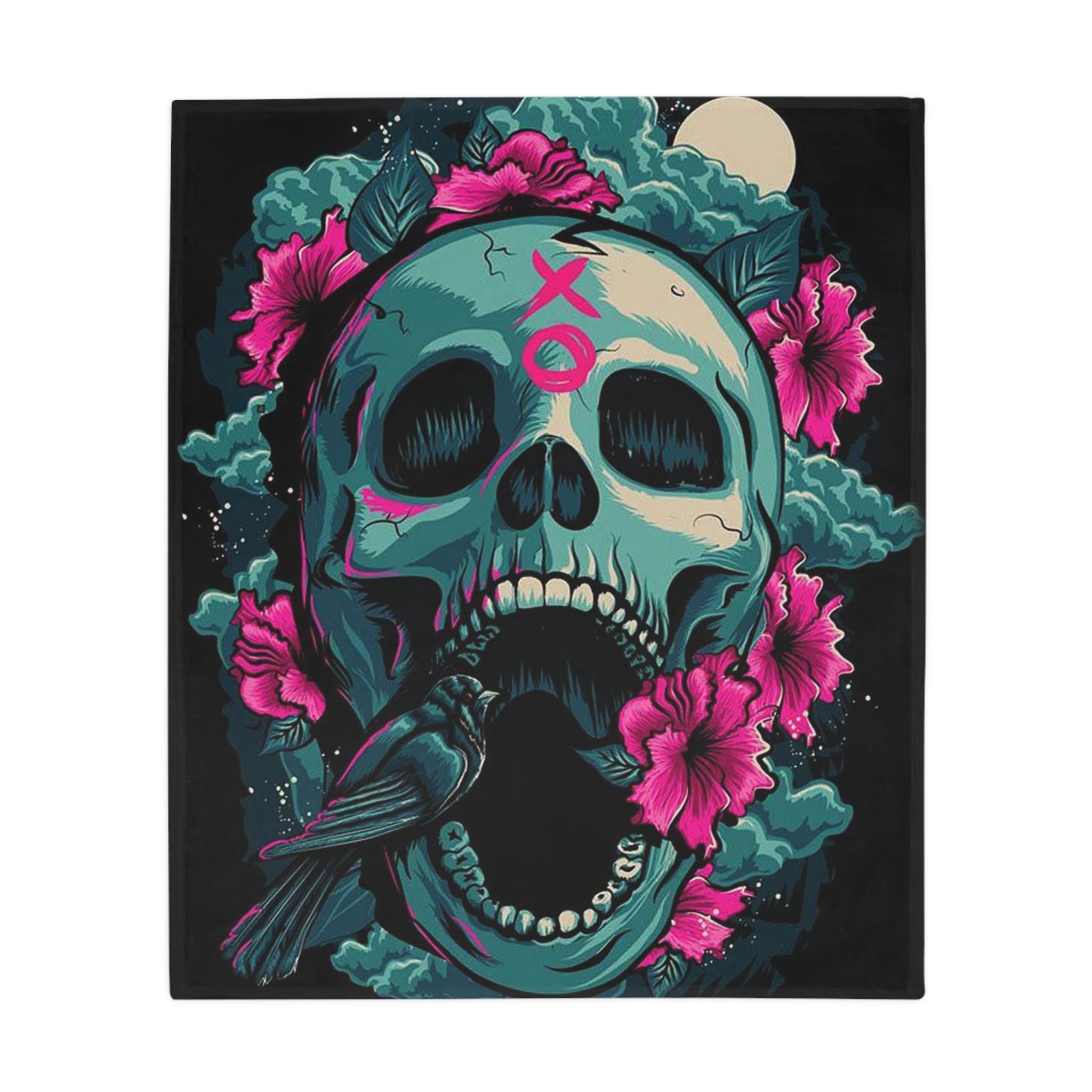 Skull Bloom Plush Fleece Blanket