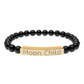 Moon Child Engraved Natural Stone Stretch Bracelet