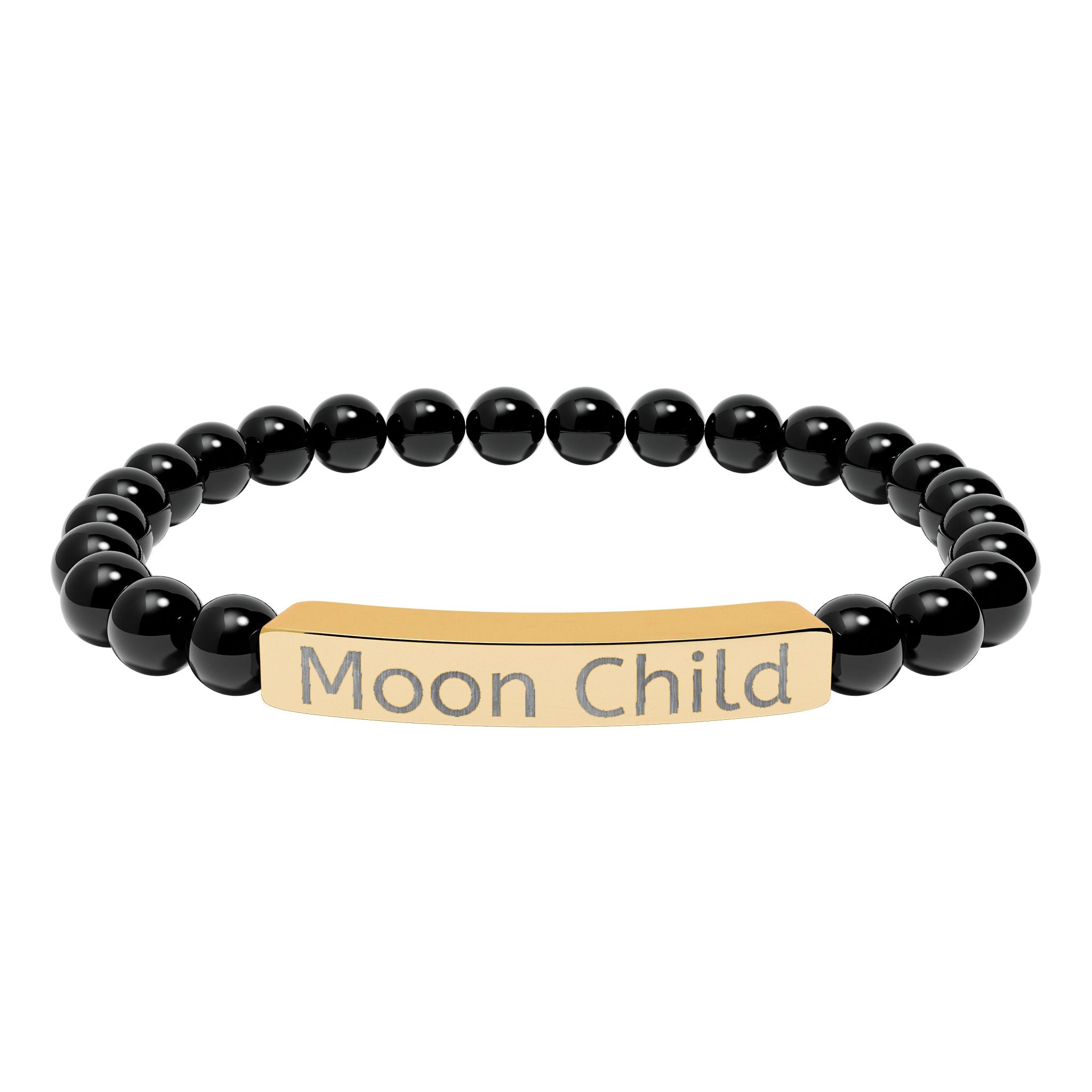 Moon Child Engraved Natural Stone Stretch Bracelet
