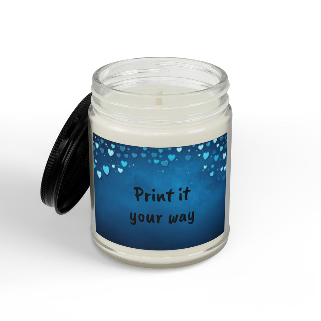Personalized Blue Heart Scented Soy Candle Jar