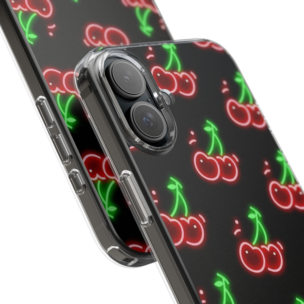 Neon Cherry Phone Case — Impact-Resistant Phone Case