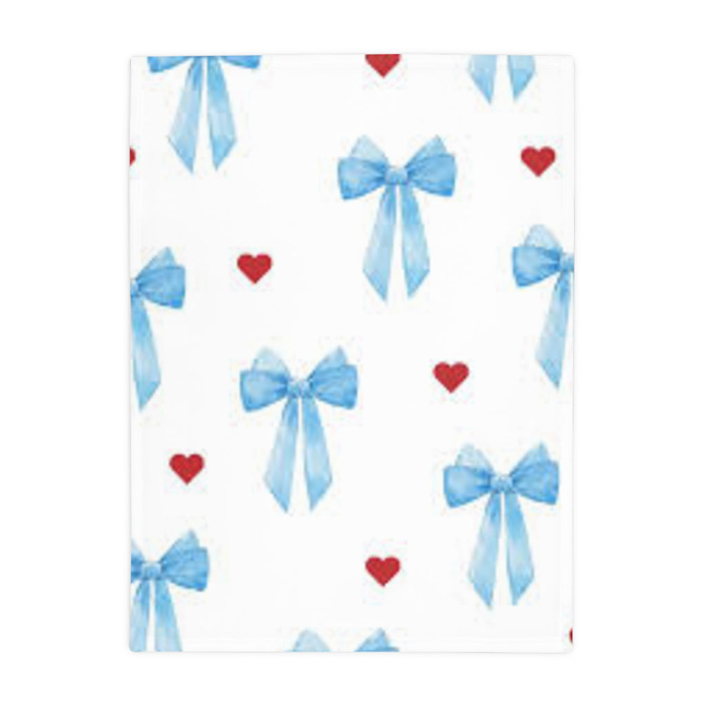 Bows And Hearts Plush Fleece Blanket