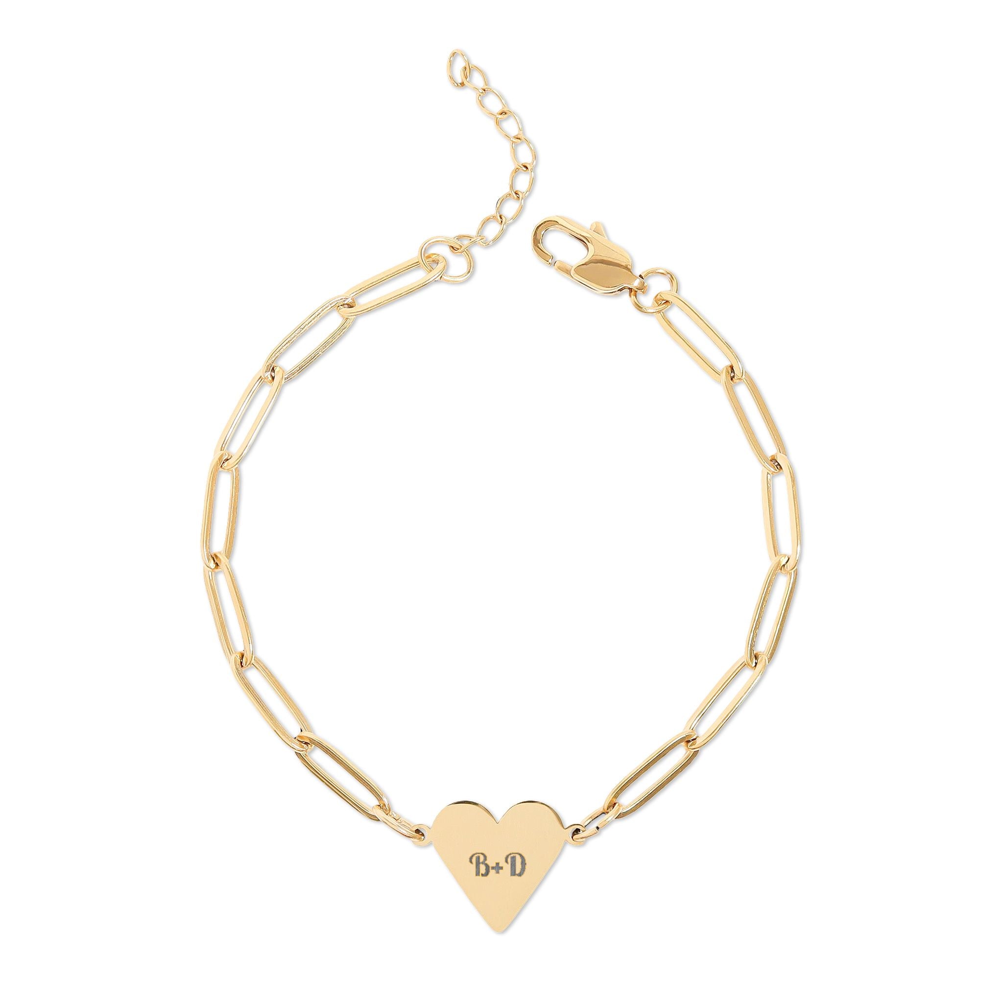 Personalized Engravable Paperclip Heart Bracelet