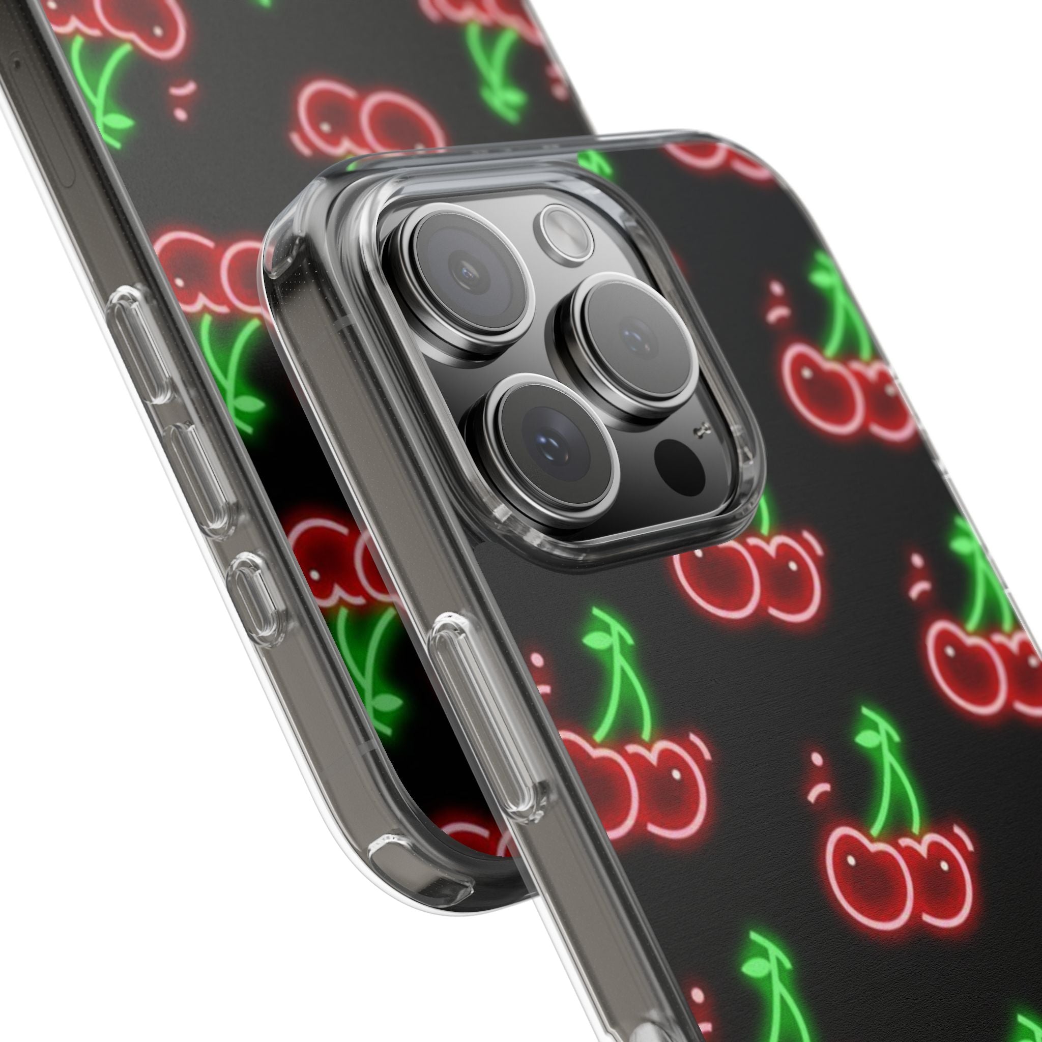Neon Cherry Phone Case — Impact-Resistant Phone Case