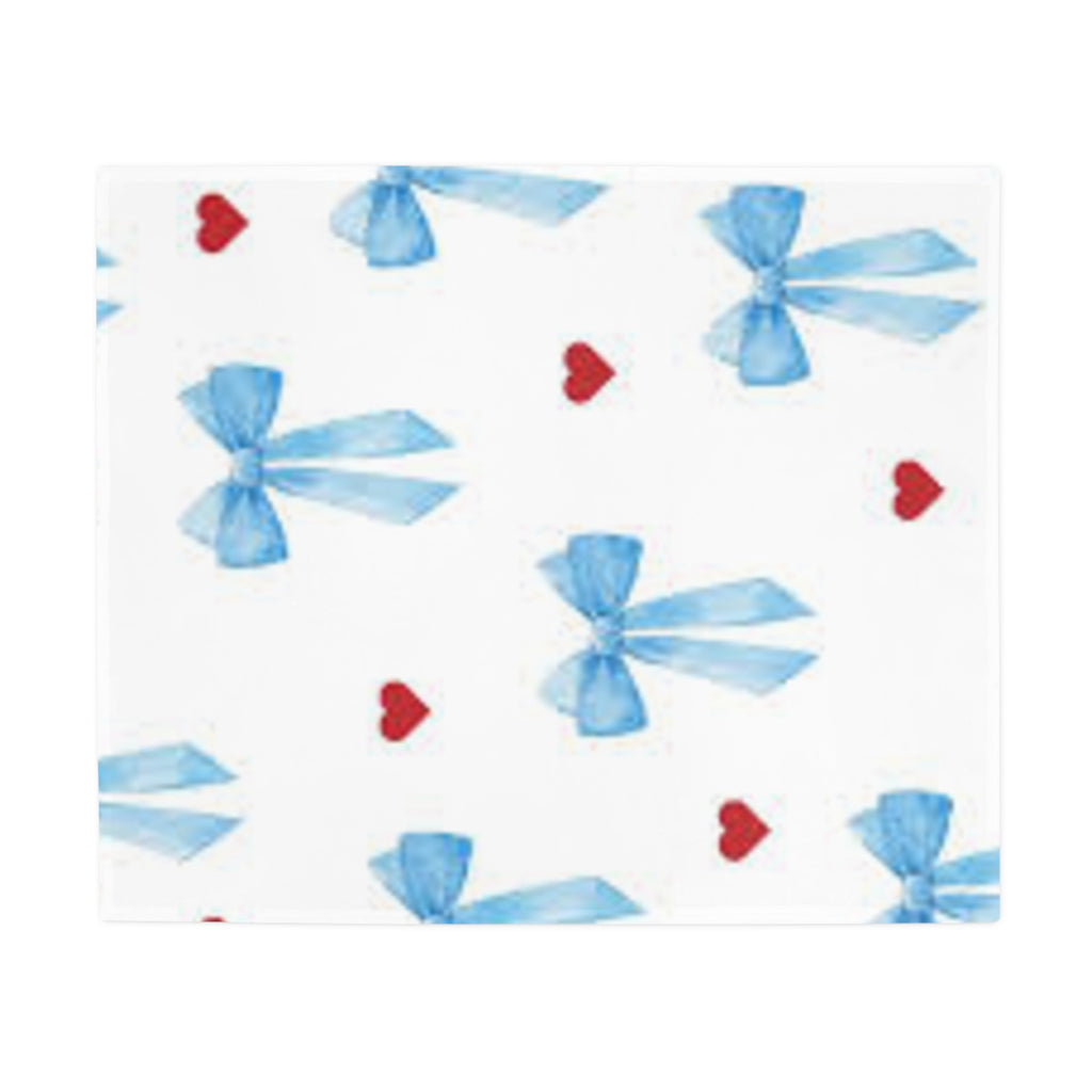 Bows And Hearts Plush Fleece Blanket