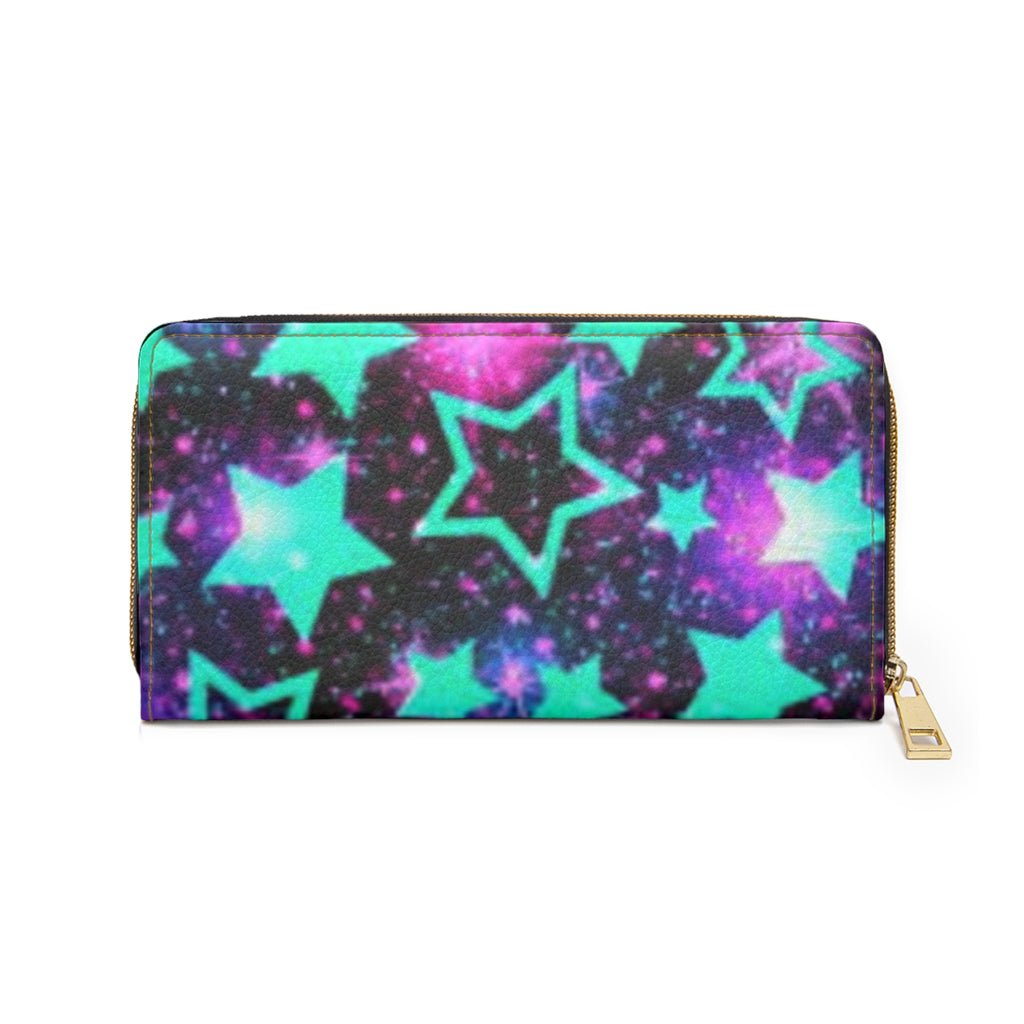 Teal Galaxy Zipper Wallet