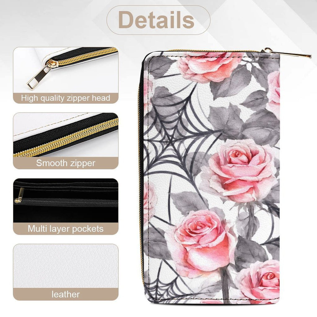 Custom Large Capacity Zip Around Wallet PU Leather Clutch Purse With Multi-Layer Slots
