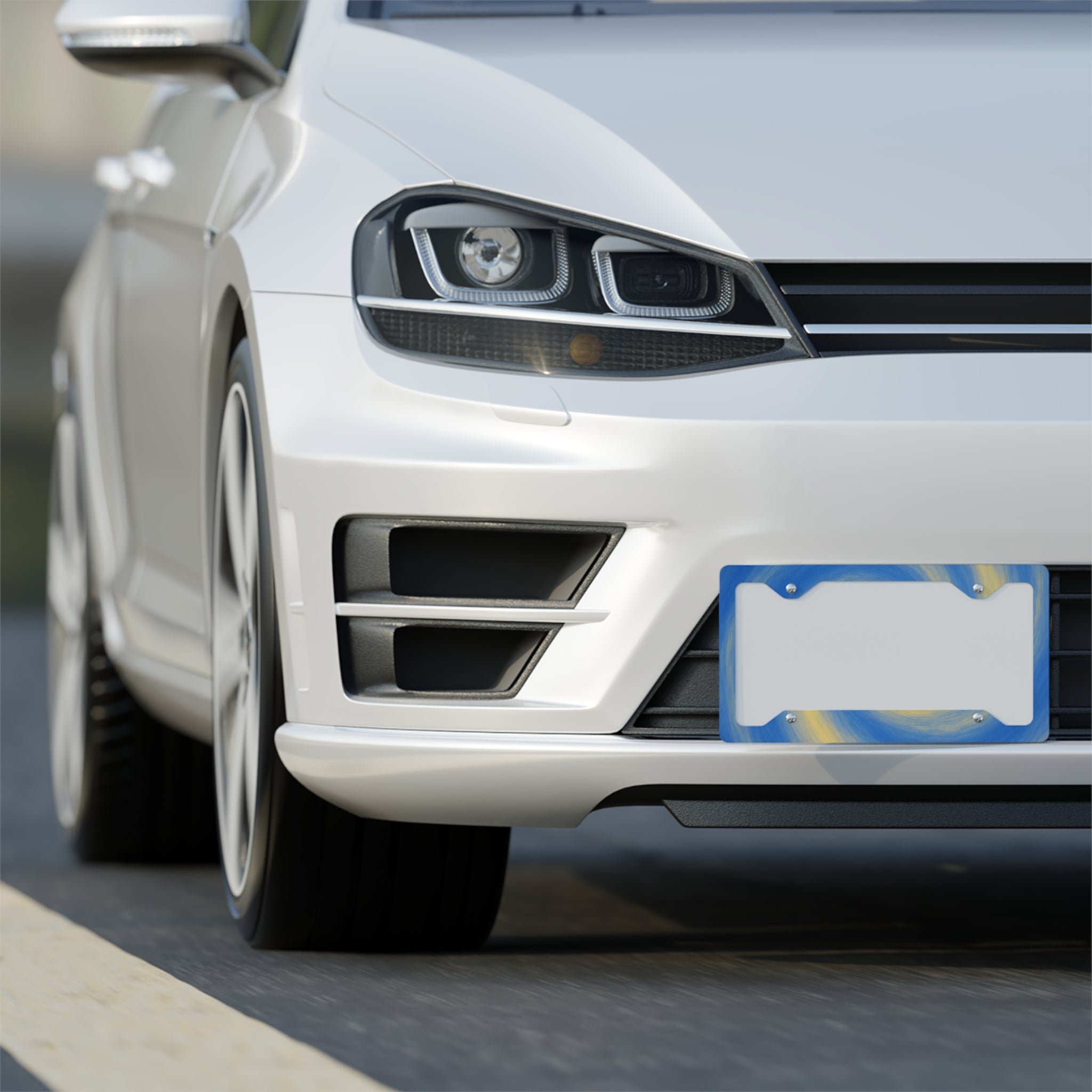 Blue Swirl Metal License Plate Frame — Stylish Car Tag Border