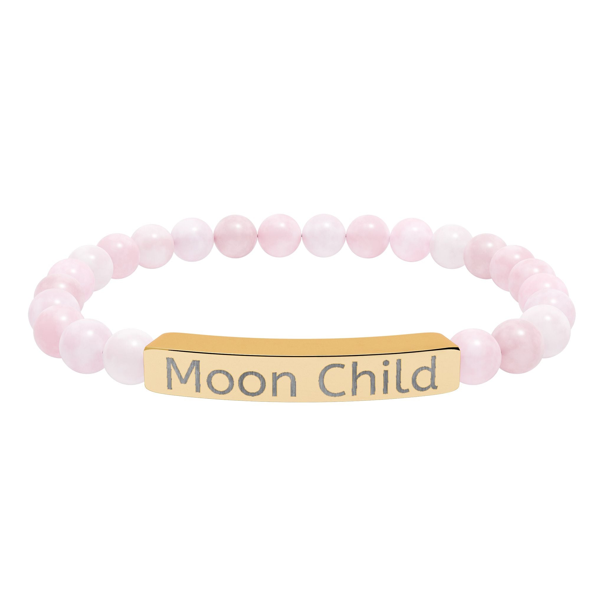 Moon Child Engraved Natural Stone Stretch Bracelet