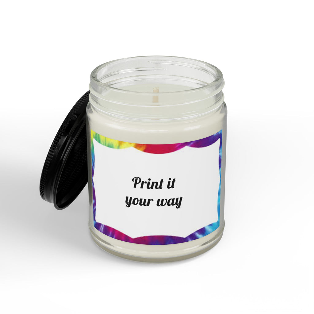 Personalized Tye Dye Border Soy Scented Candle Jar 9oz
