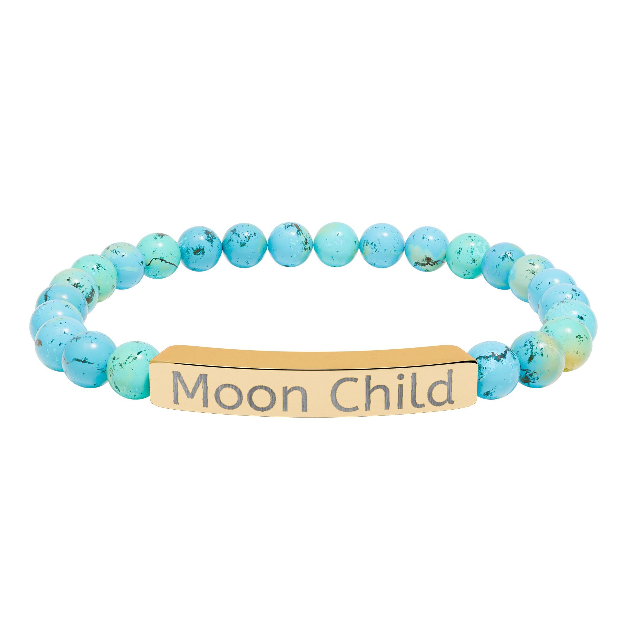 Moon Child Engraved Natural Stone Stretch Bracelet