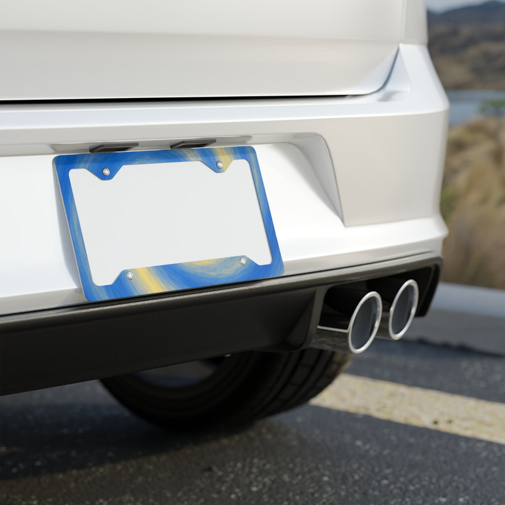 Blue Swirl Metal License Plate Frame — Stylish Car Tag Border