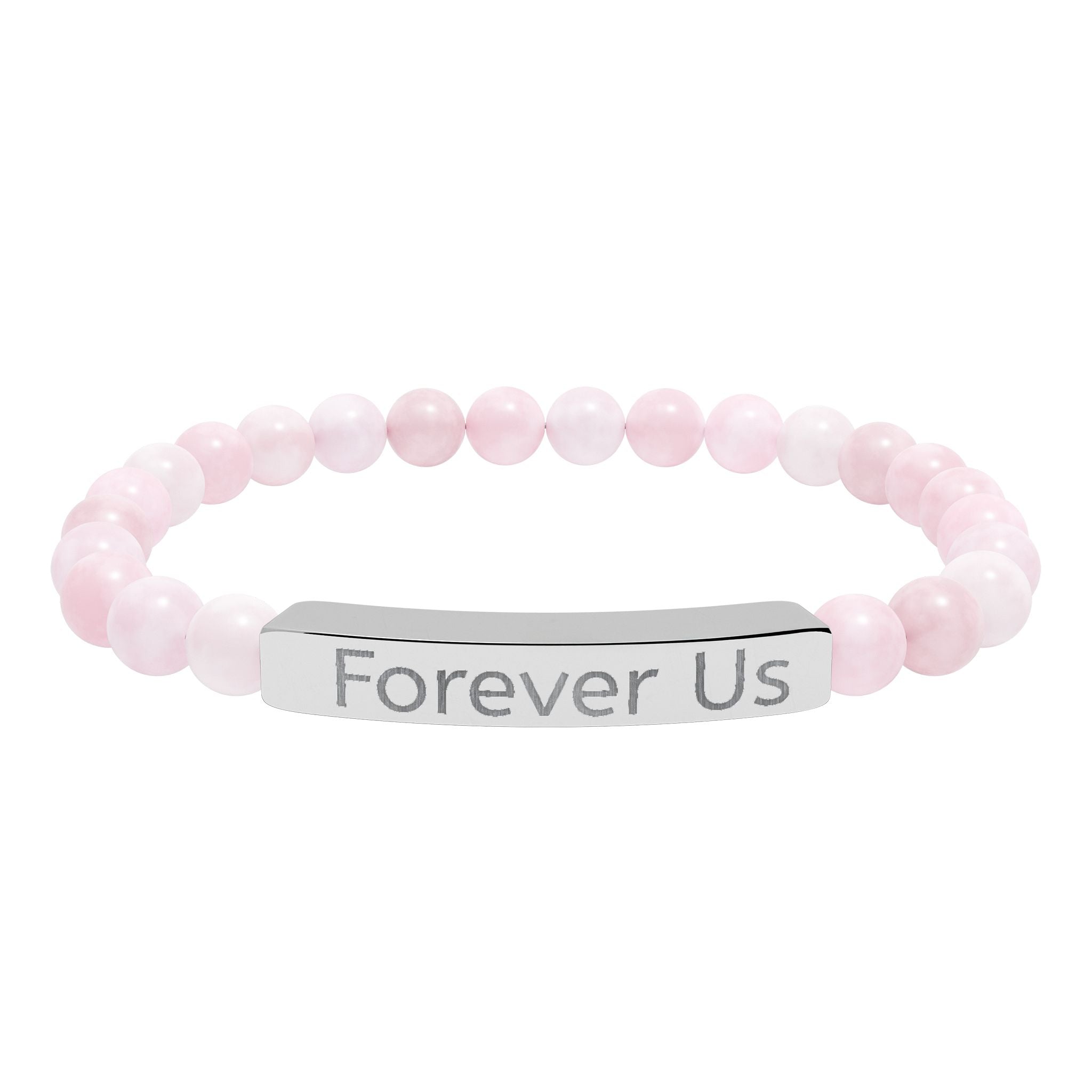 "Forever Us" Engraved Natural Stone Stretch Bracelet