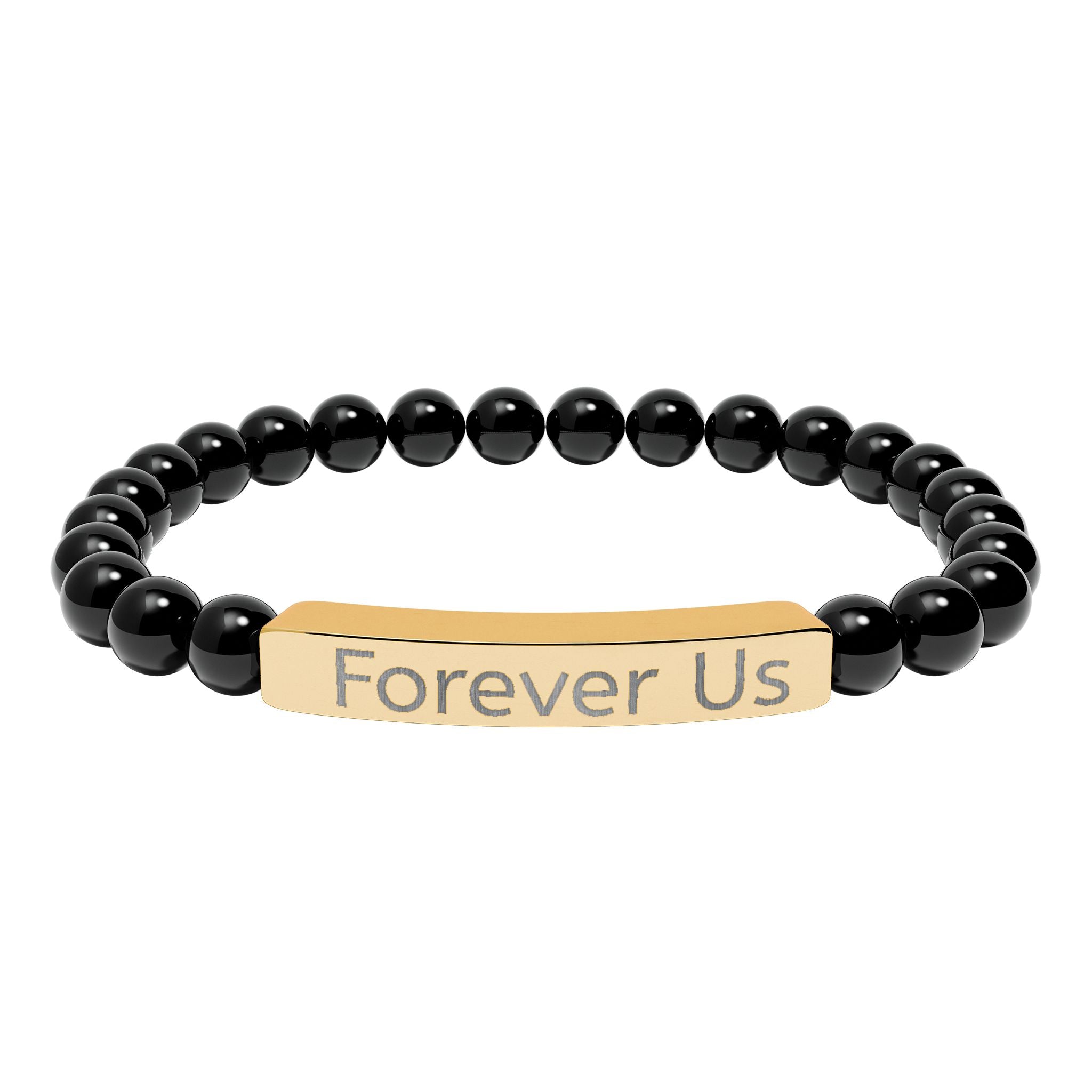 "Forever Us" Engraved Natural Stone Stretch Bracelet