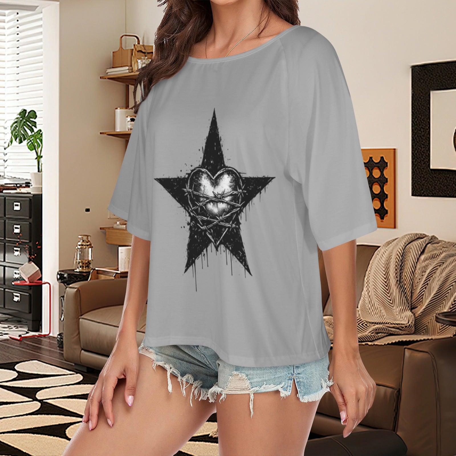 Black Star Off the Shoulder Tee