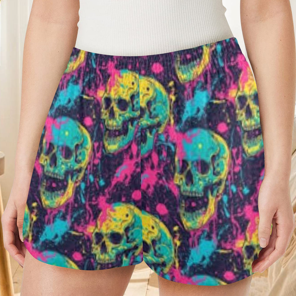 Color Skull Pajama Shorts
