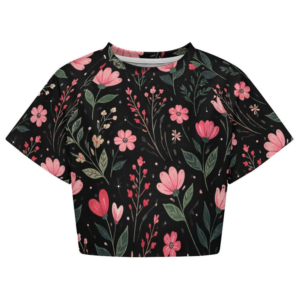 Custom Women's Short Sleeve Crew Neck Cropped Tee Crop T Shirt