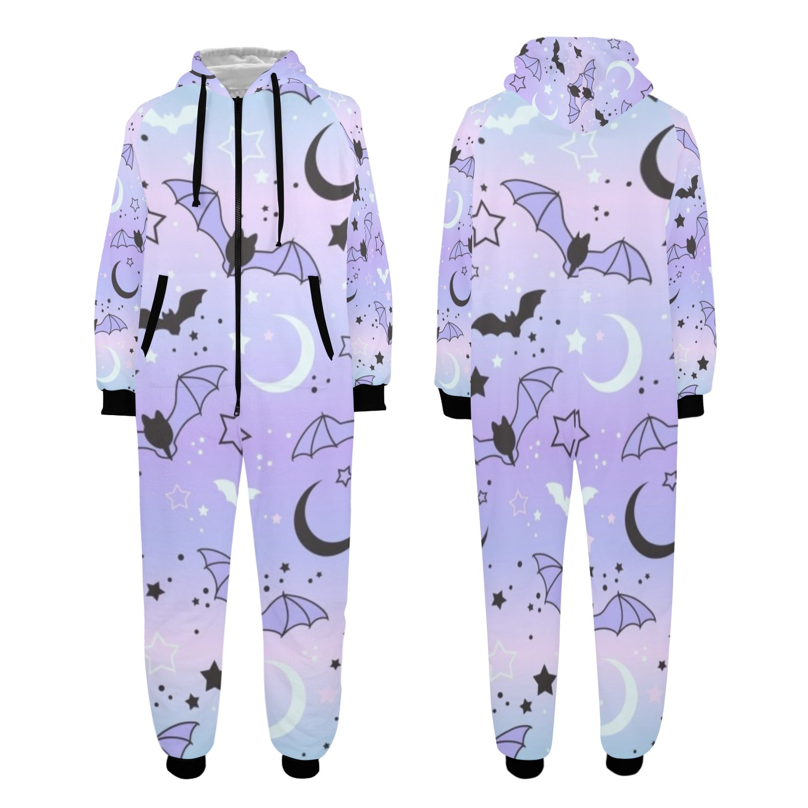 Bats And Stars Zipped One Piece Pajama