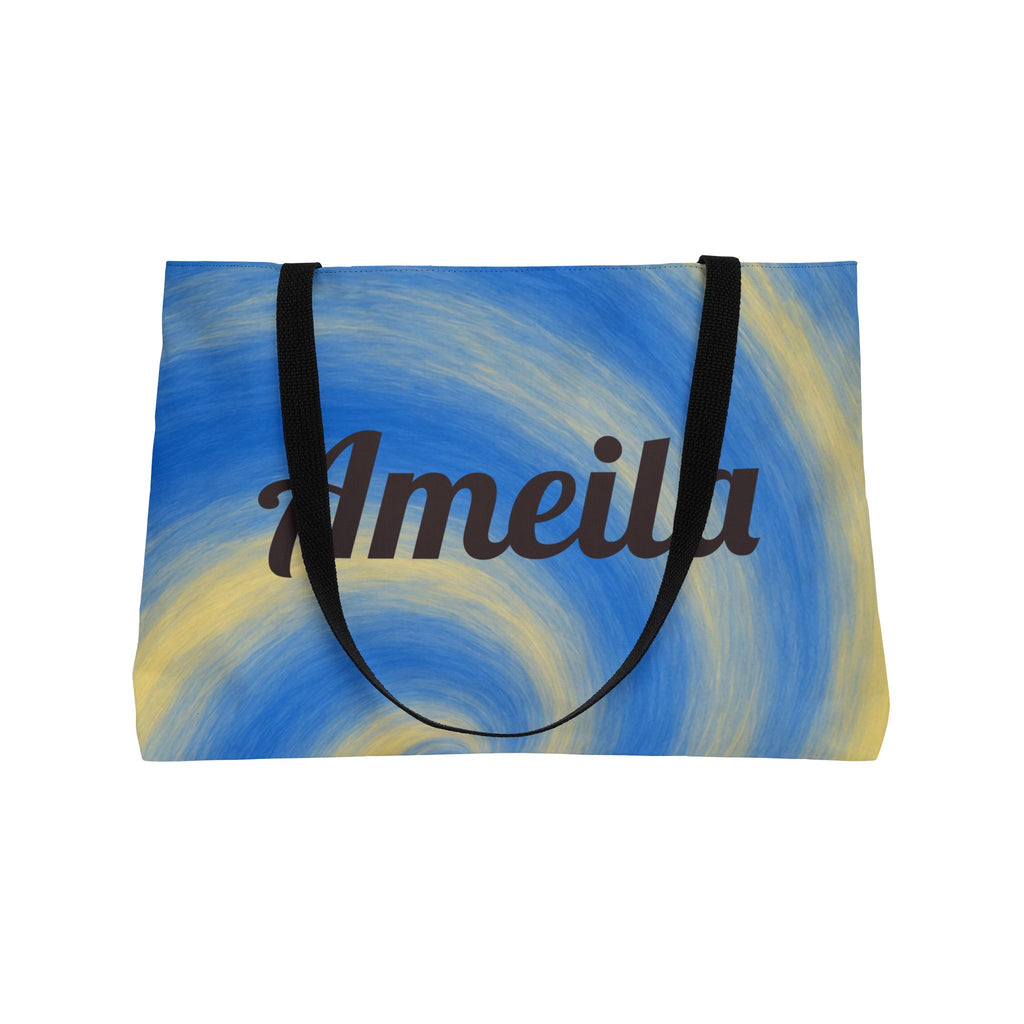 Personalized Blue Lemon Swirl Weekender Tote Bag