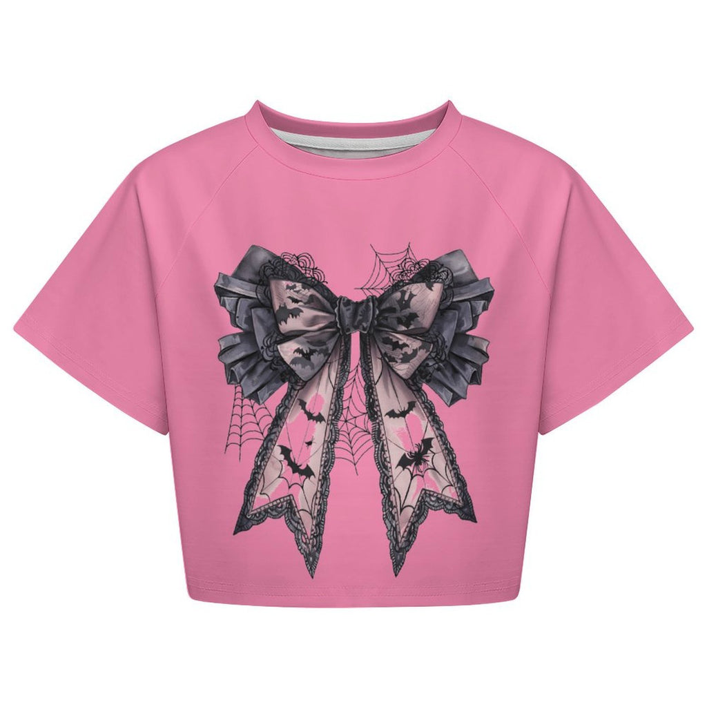 Custom Women's Short Sleeve Crew Neck Cropped Tee Crop T Shirt