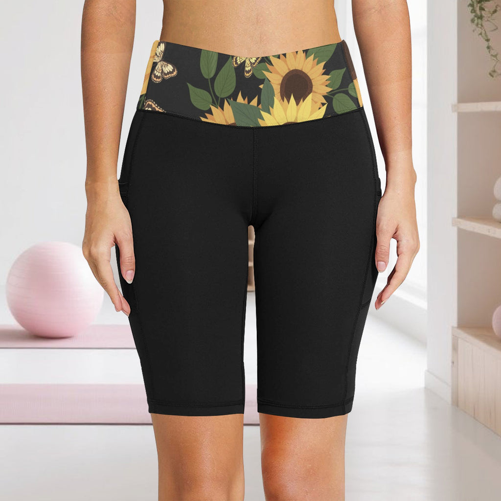 Yellow Butterfly Biker Shorts