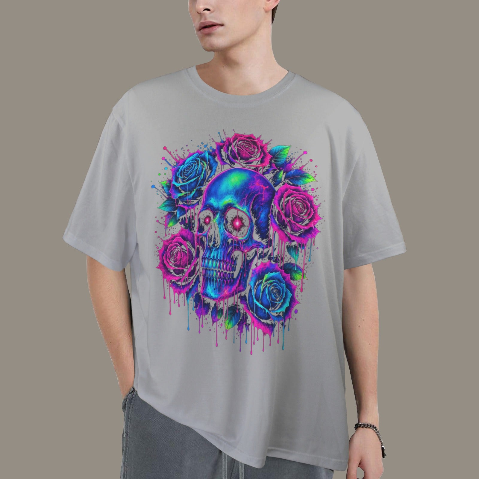 Neon Rose Skull OverSize Shirt