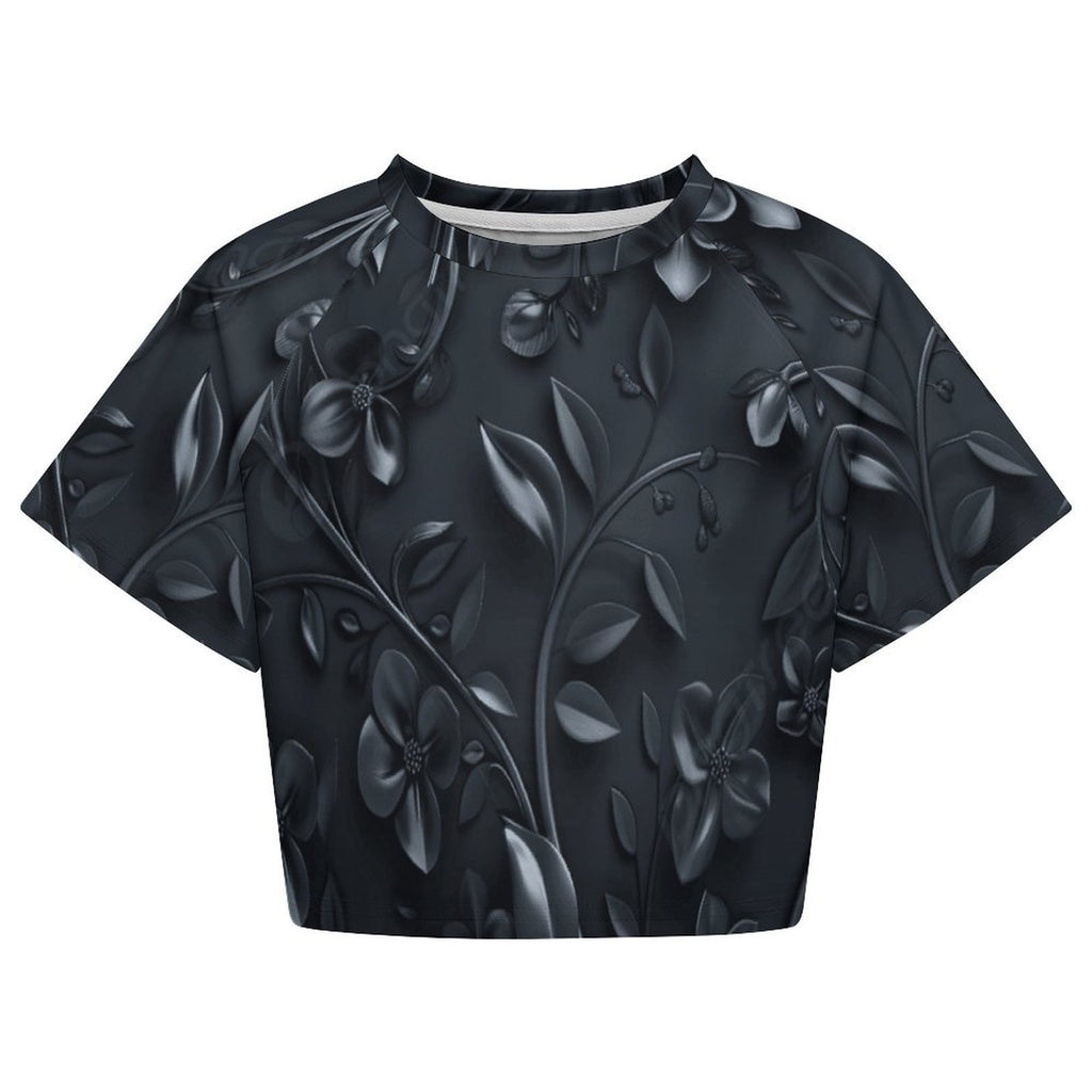 Custom Women's Short Sleeve Crew Neck Cropped Tee Crop T Shirt