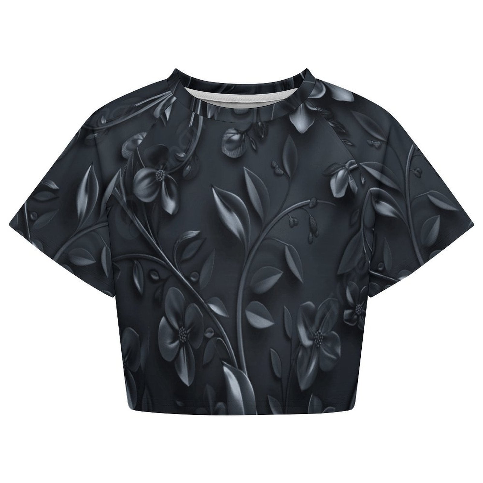 Custom Women's Short Sleeve Crew Neck Cropped Tee Crop T Shirt