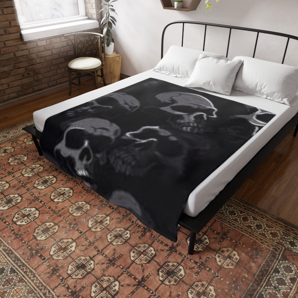 Dark Skull Plush Fleece Blanket