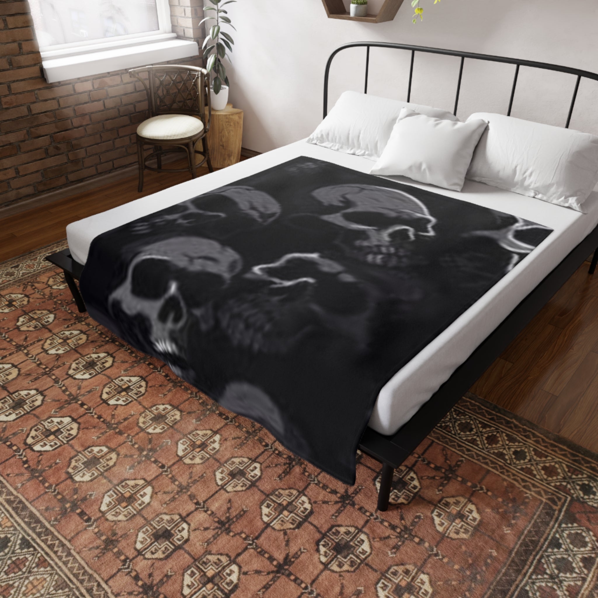 Dark Skull Plush Fleece Blanket