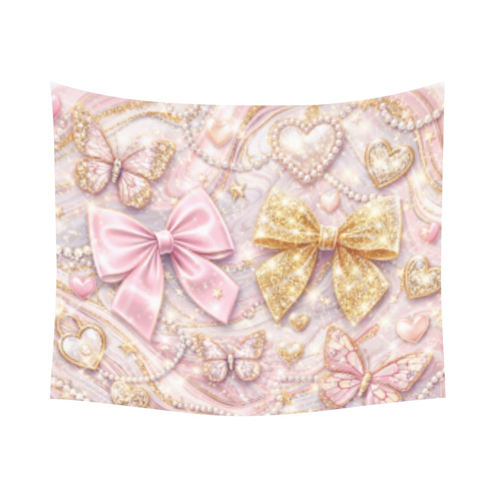 60"X51" Glitter Bow Tapestry