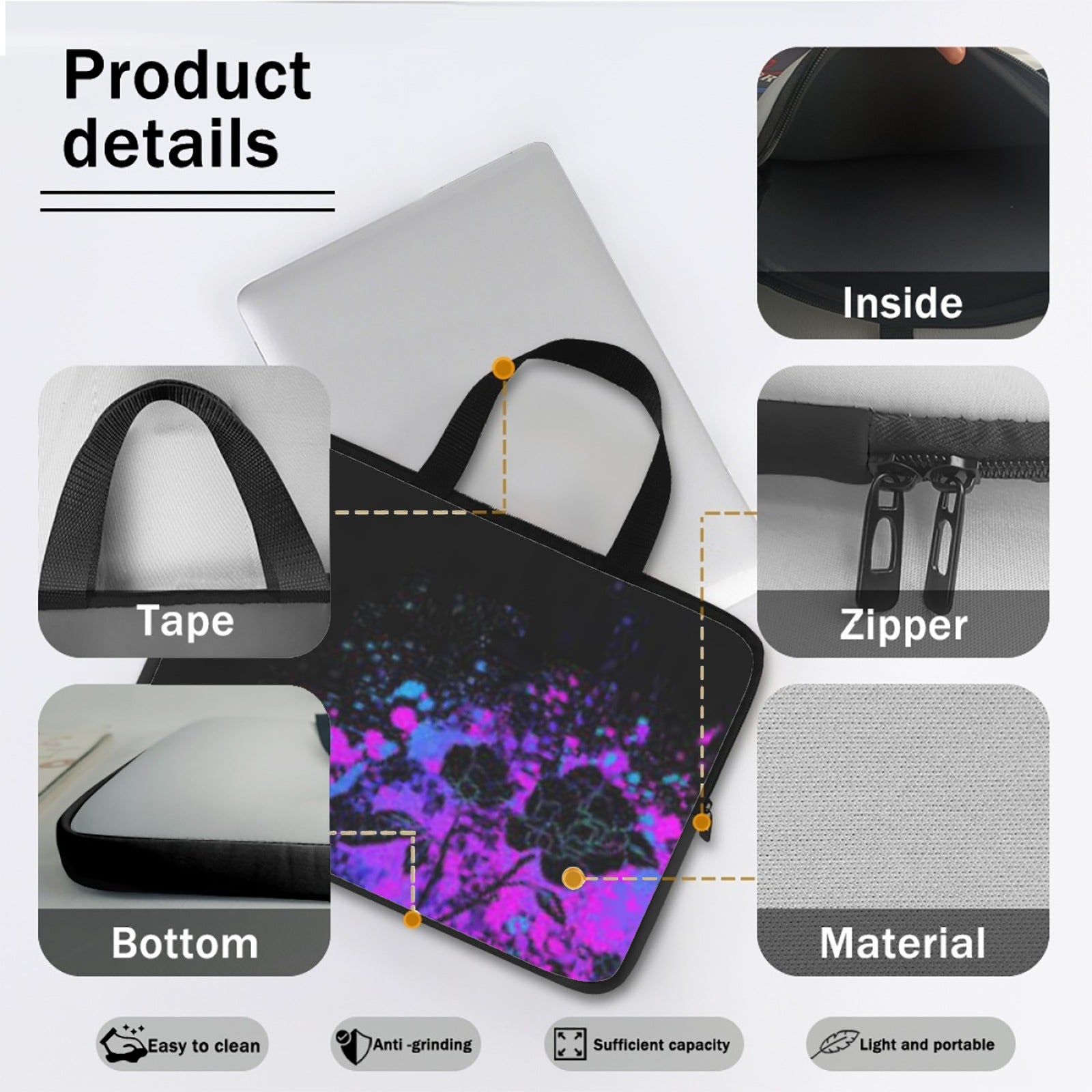 Violet Bloom Laptap Bag 15inch
