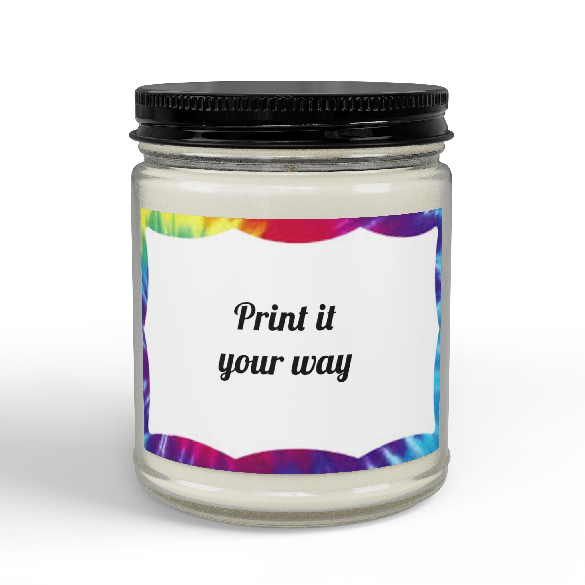 Personalized Tye Dye Border Soy Scented Candle Jar 9oz
