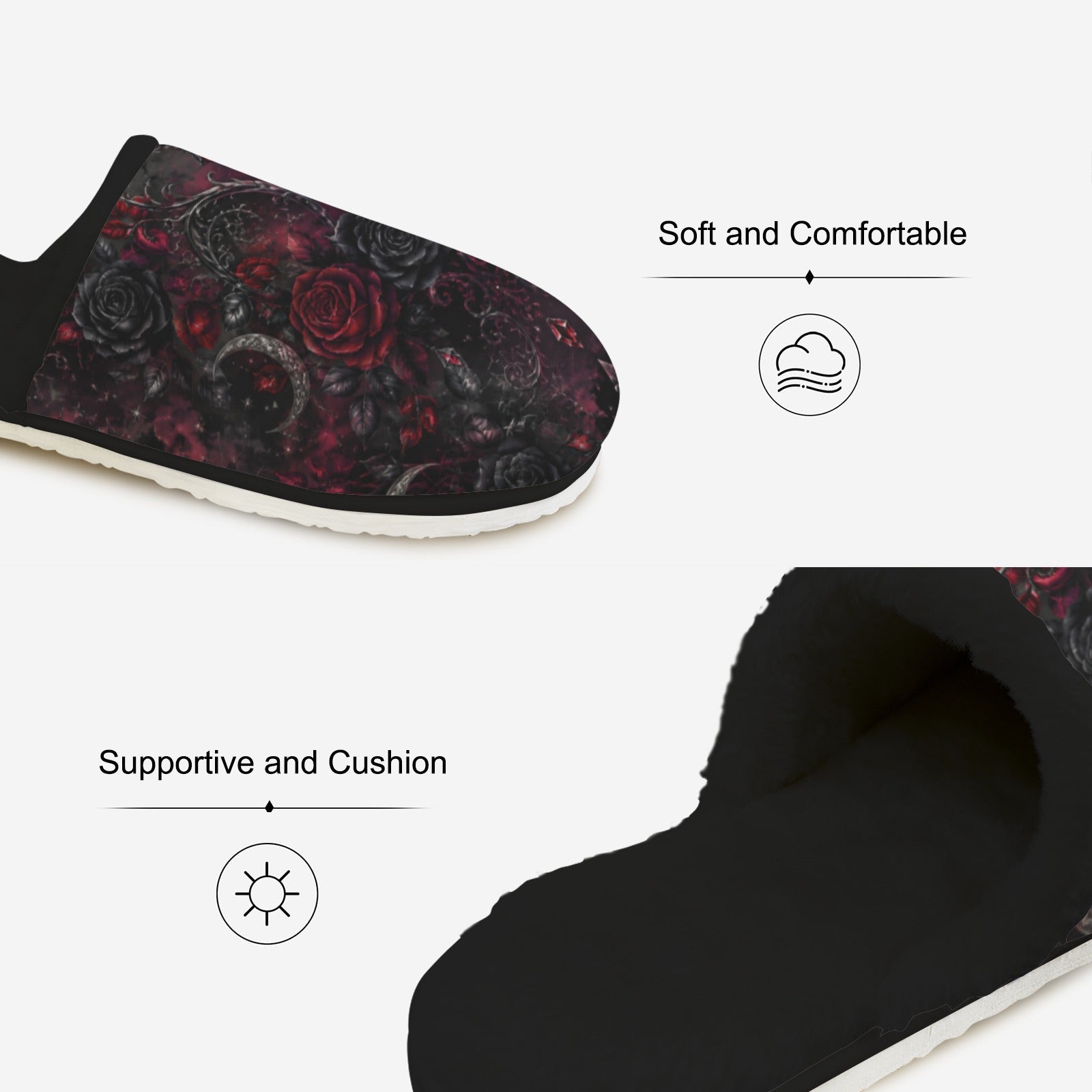 Black Scarlett Fur Lined House Slippers
