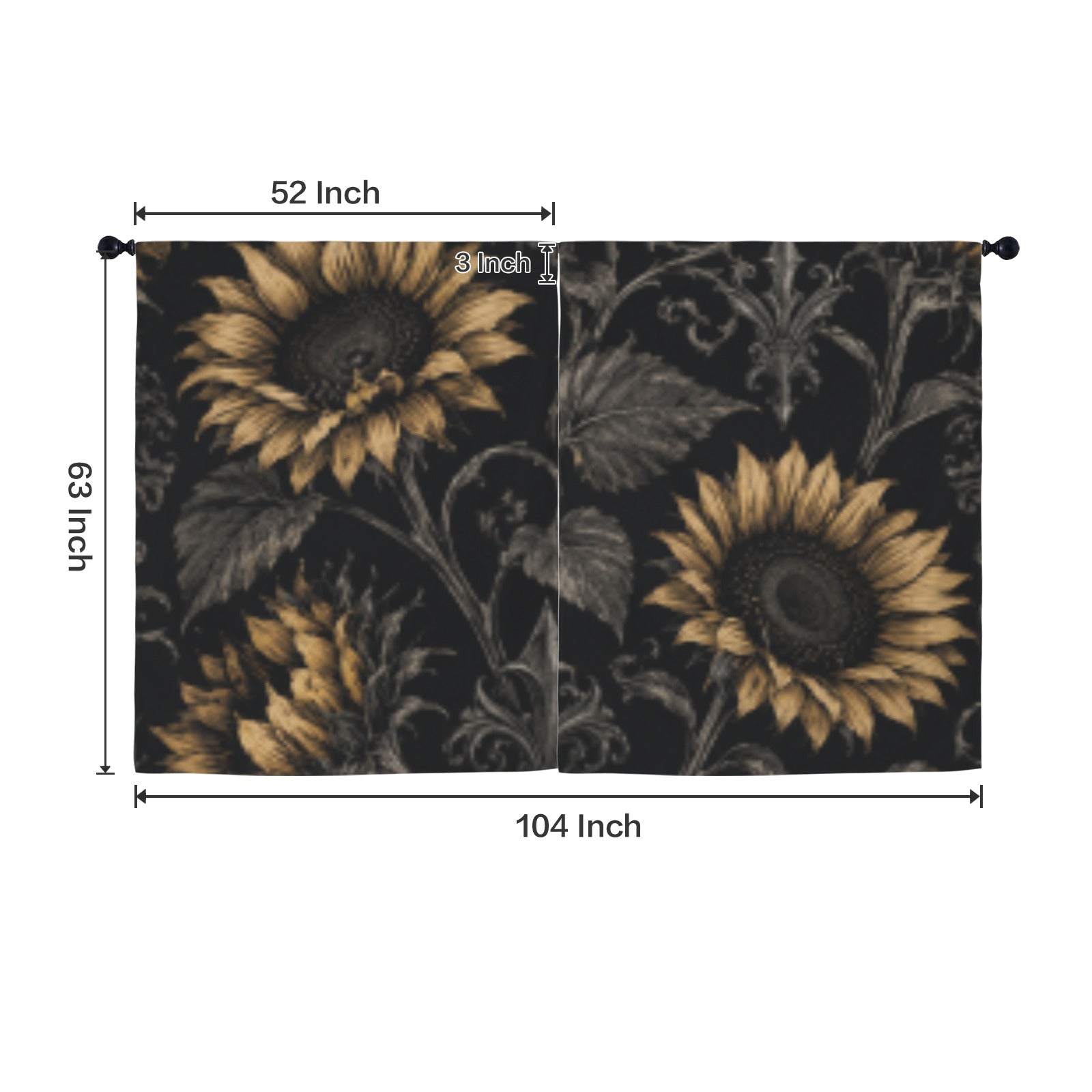 Sunflower Shadows Window Curtains 52"x63"